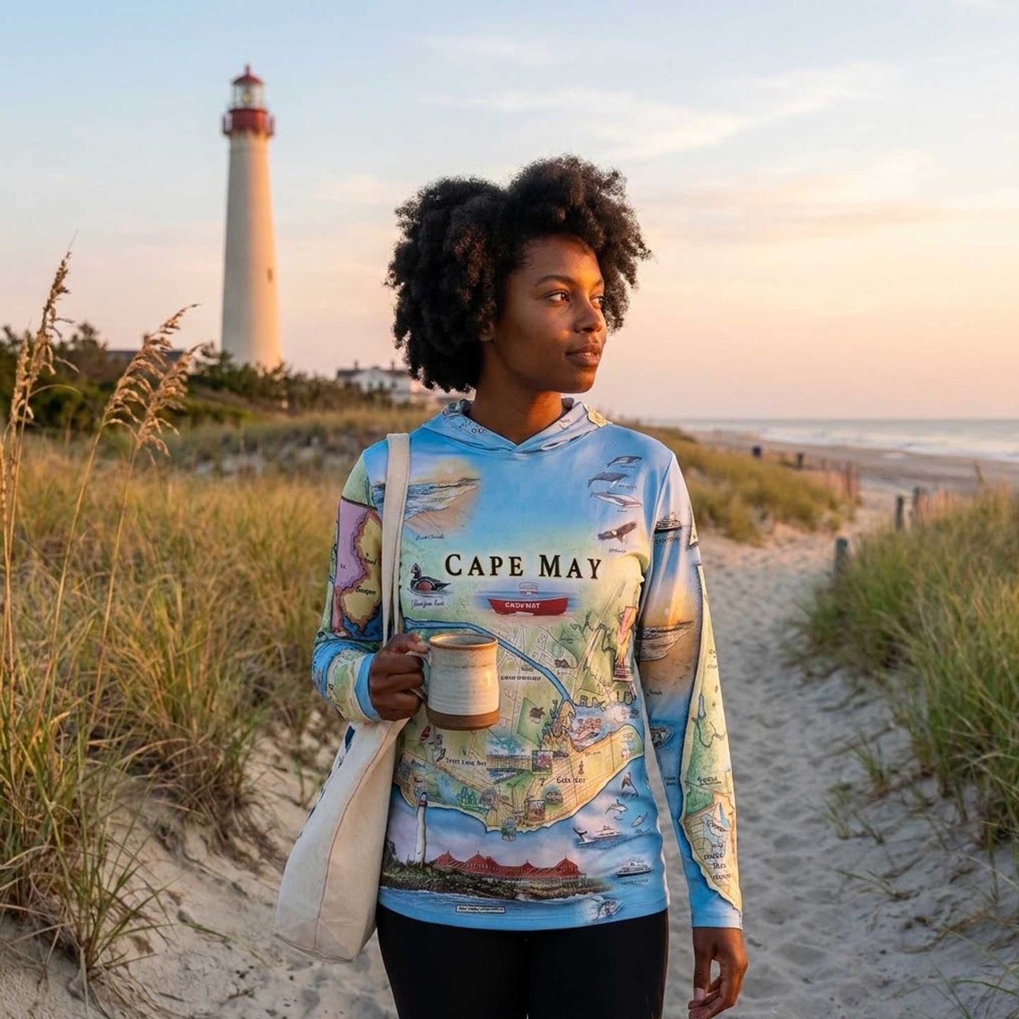 Cape May Map UltraLight Sunshirt Hoodie – UPF 50+