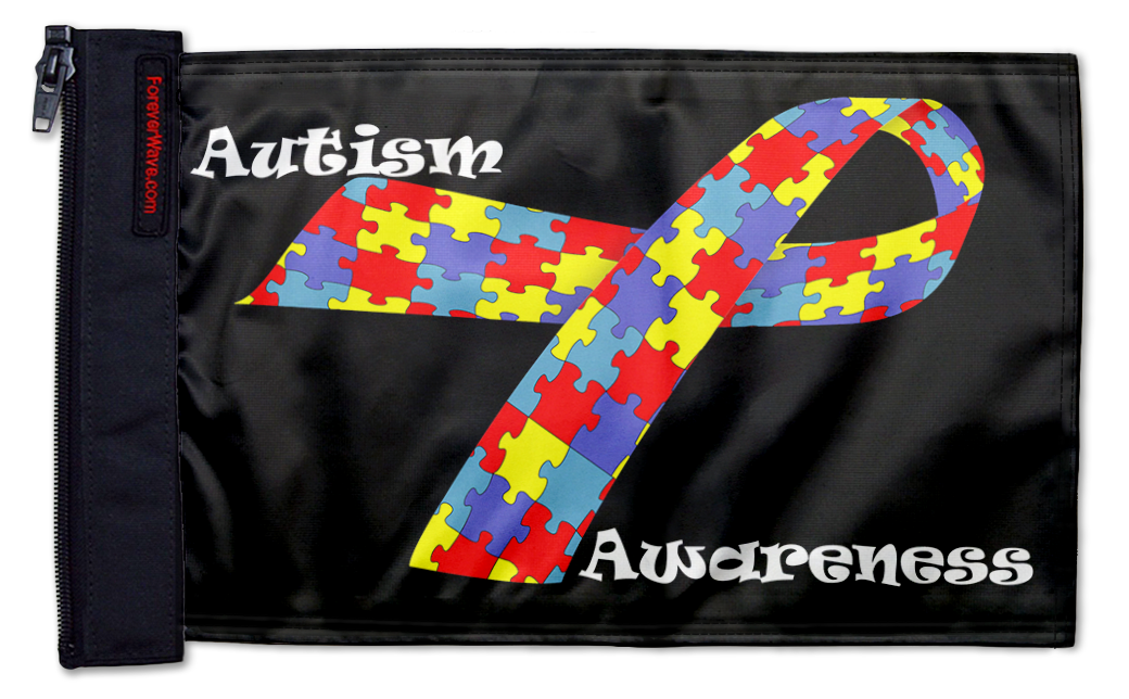 Autism Awareness 12"x18" Forever Wave Flag for Jeep Wrangler LJ 2003-2006