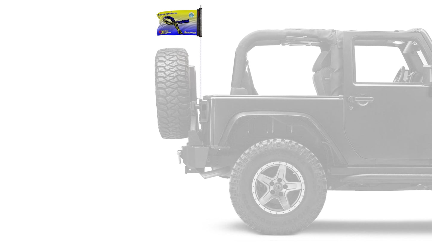 Down Syndrome Awareness 12"x18" Forever Wave Flag for Jeep Wrangler LJ 2003-2006