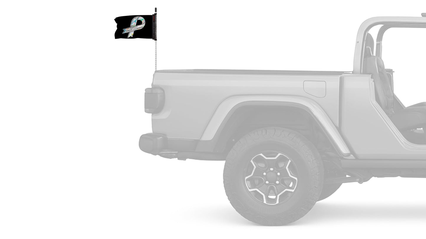 Support Cancer Awareness 12"x18" Forever Wave Flag for Jeep Wrangler JLU 4-Door 2018-Present