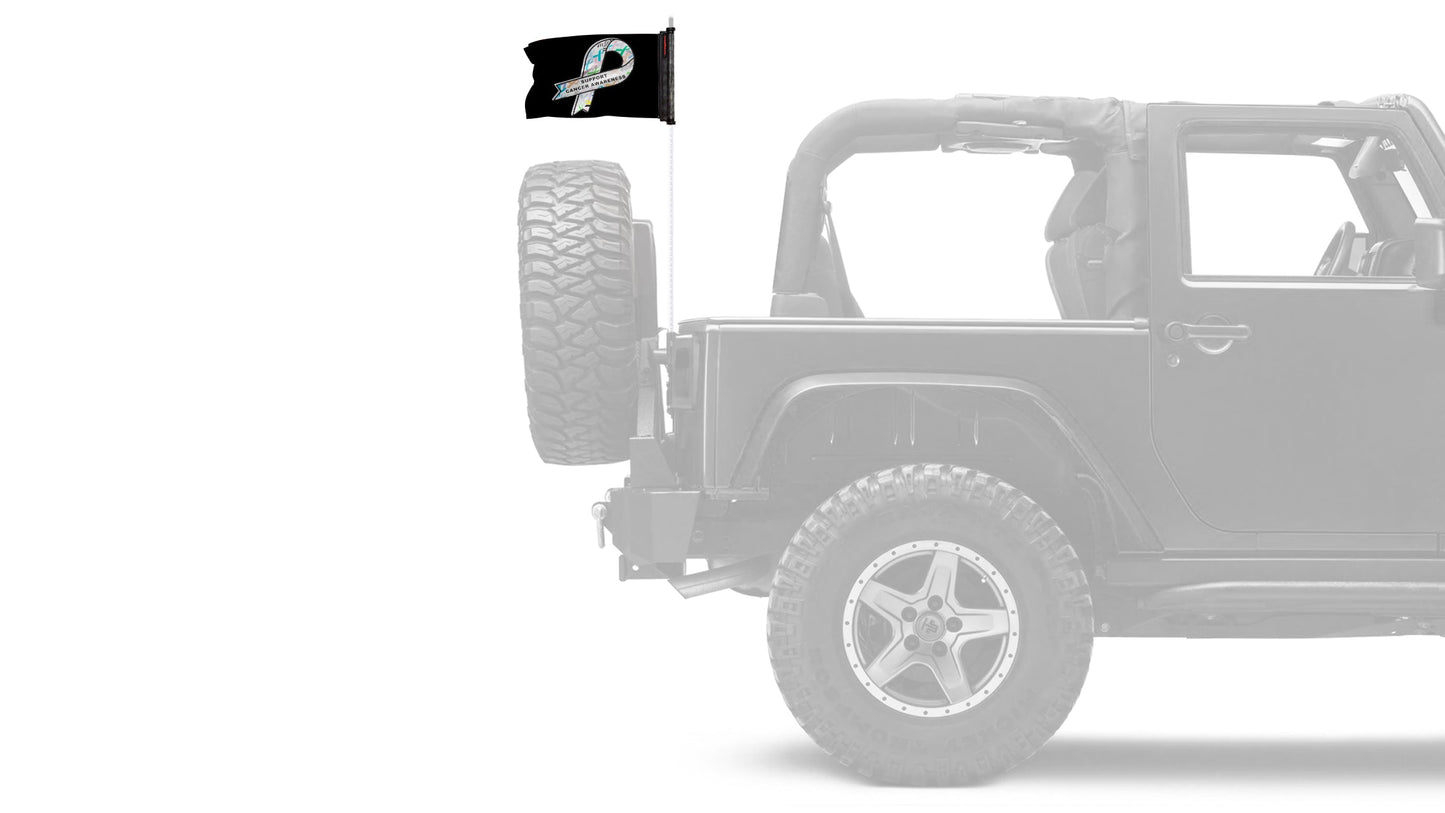 Support Cancer Awareness 12"x18" Forever Wave Flag for Jeep Wrangler JLU 4-Door 2018-Present