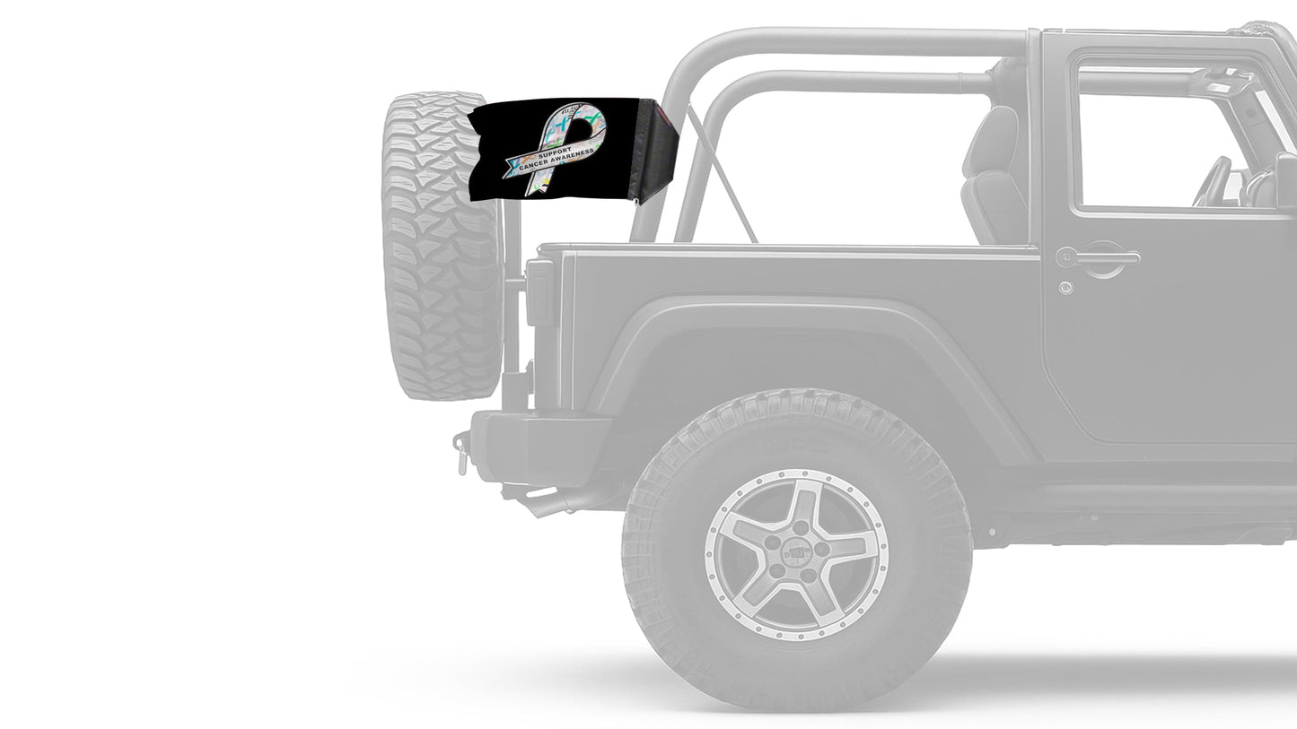 Support Cancer Awareness 12"x18" Forever Wave Flag for Jeep Wrangler LJ 2003-2006