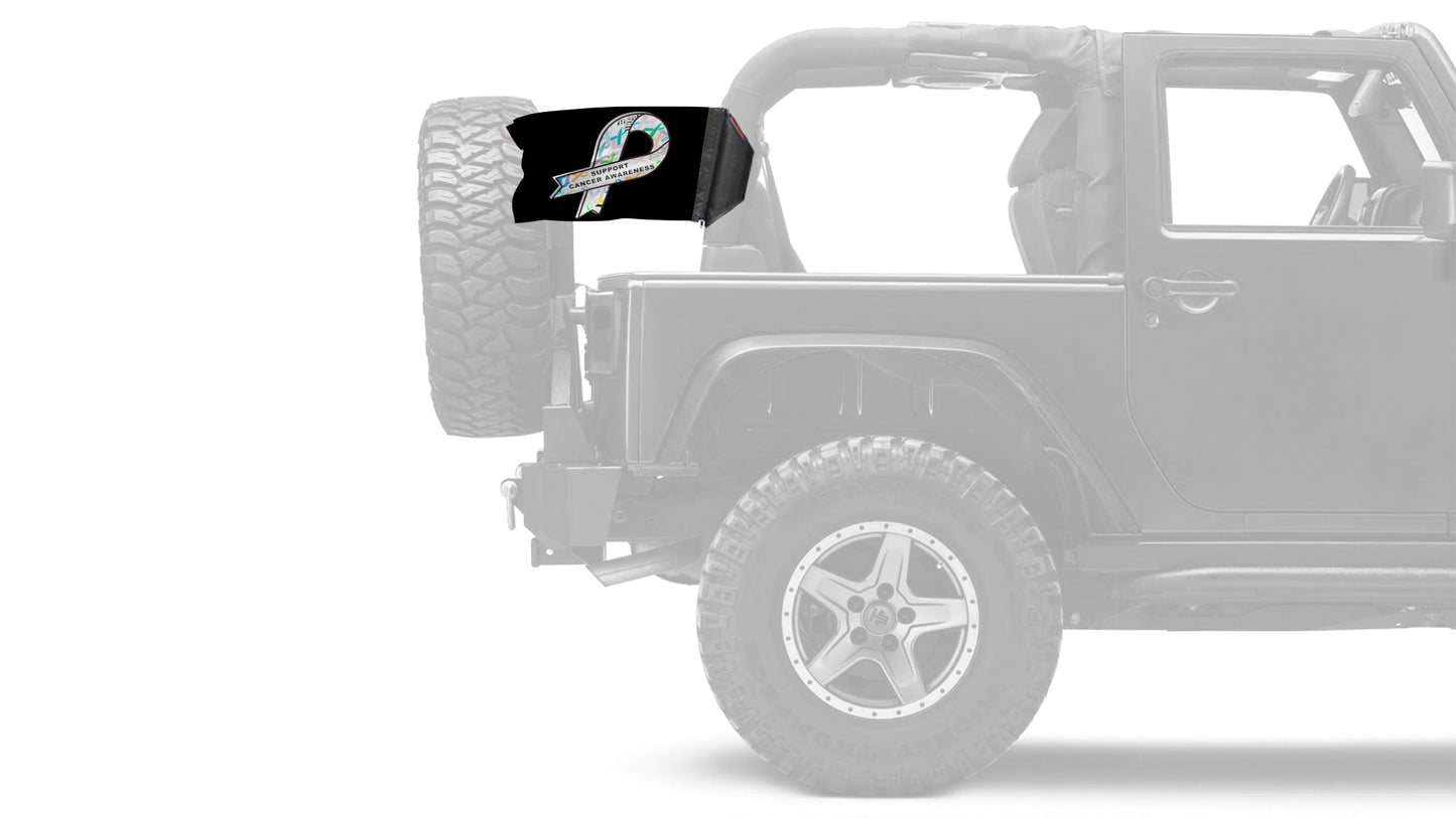 Support Cancer Awareness 12"x18" Forever Wave Flag for Jeep Wrangler JK 2-Door 2007-2018