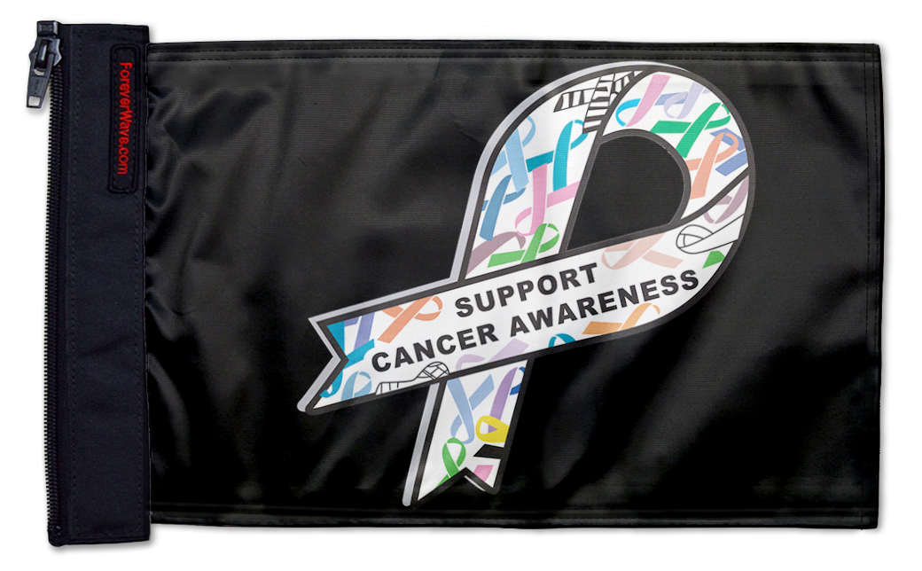 Support Cancer Awareness 12"x18" Forever Wave Flag for Boats