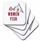 3dRose Lake Life with Text of Reel Woman Fish - Coasters (cst-363998)