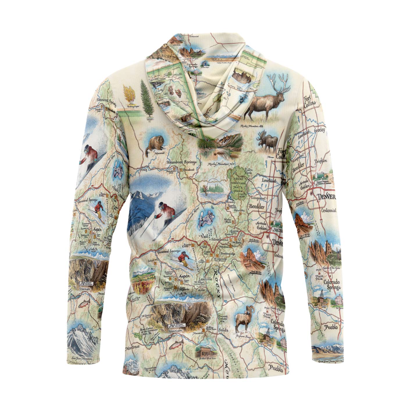 Colorado State Map UltraLight Sunshirt Hoodie – UPF 50+