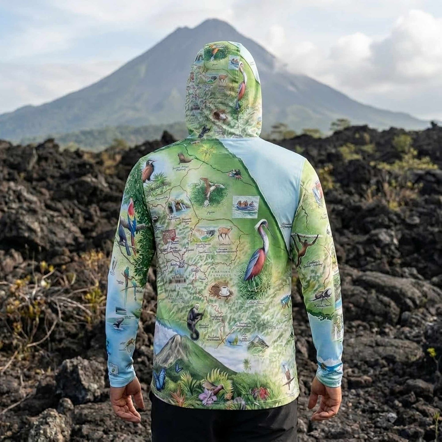 Costa Rica Map UltraLight Sunshirt Hoodie – UPF 50+