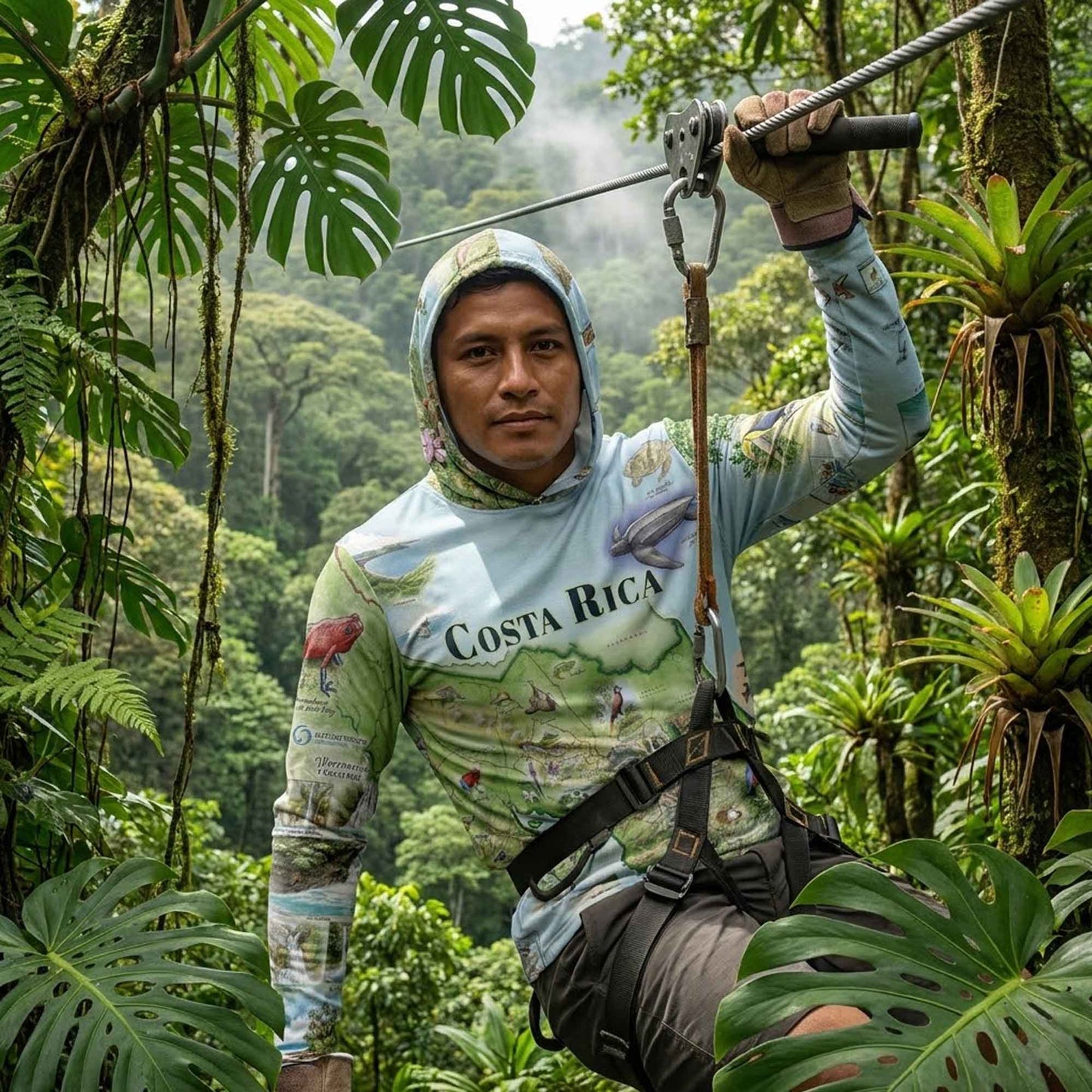 Costa Rica Map UltraLight Sunshirt Hoodie – UPF 50+