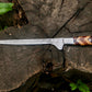 Handmade Damascus Fillet Knife 8” – Rosewood & Olive Wood Handle with Leather Sheath