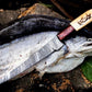 Custom Handmade Filleting Knife for Fish – 13" Damascus Steel Blade with Camel Bone & Rosewood Handle