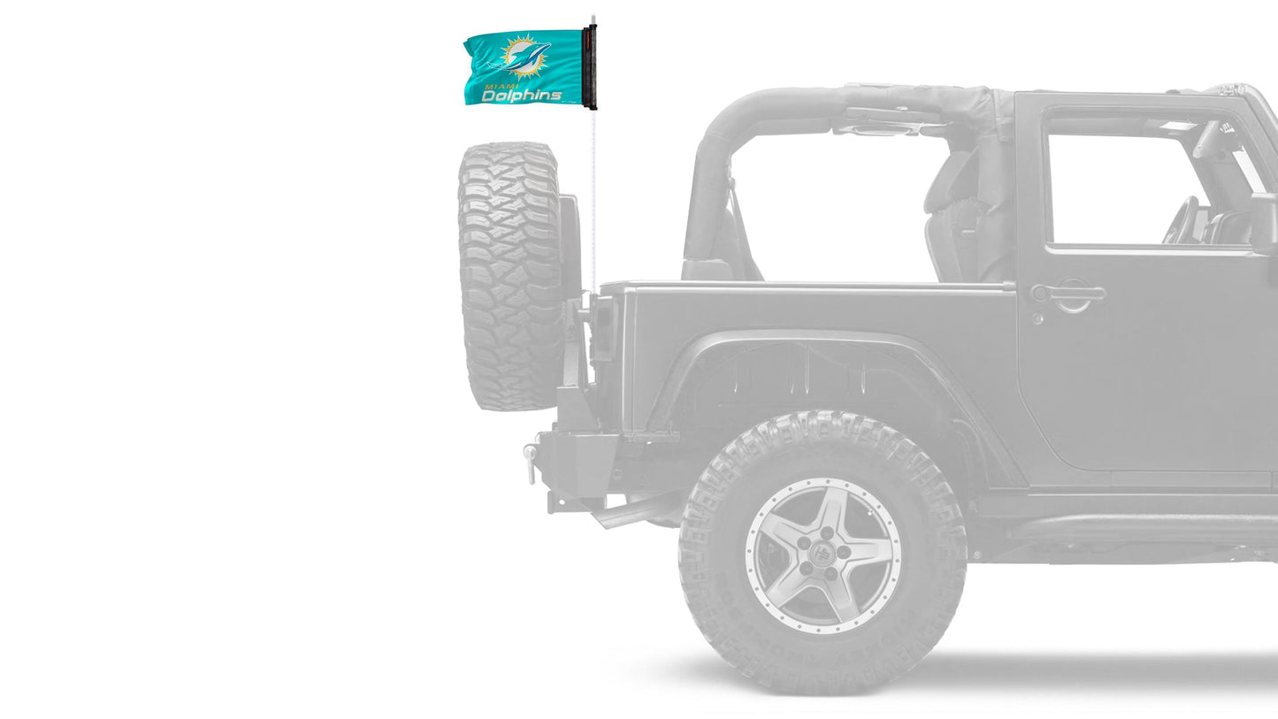 Miami Dolphins 11"x17" Forever Wave Flag for Jeep Wrangler JK 2-Door 2007-2018