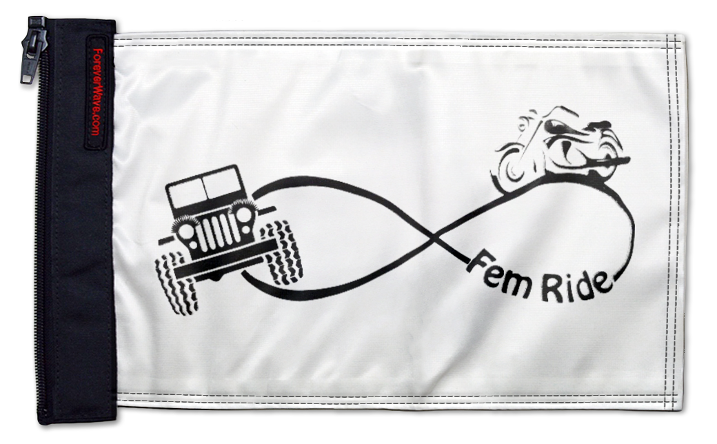 Fem Ride 12"x18" Forever Wave Flag for Jeep Wrangler JK 2-Door 2007-2018