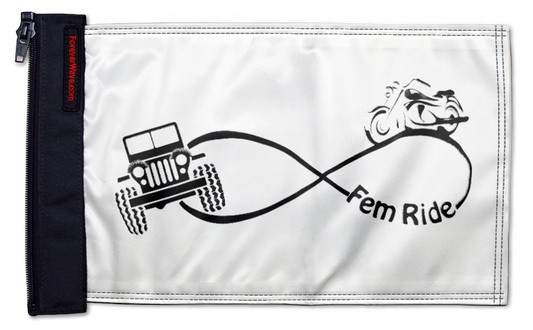 Fem Ride 12"x18" Forever Wave Flag for Jeep Wrangler JK 2-Door 2007-2018