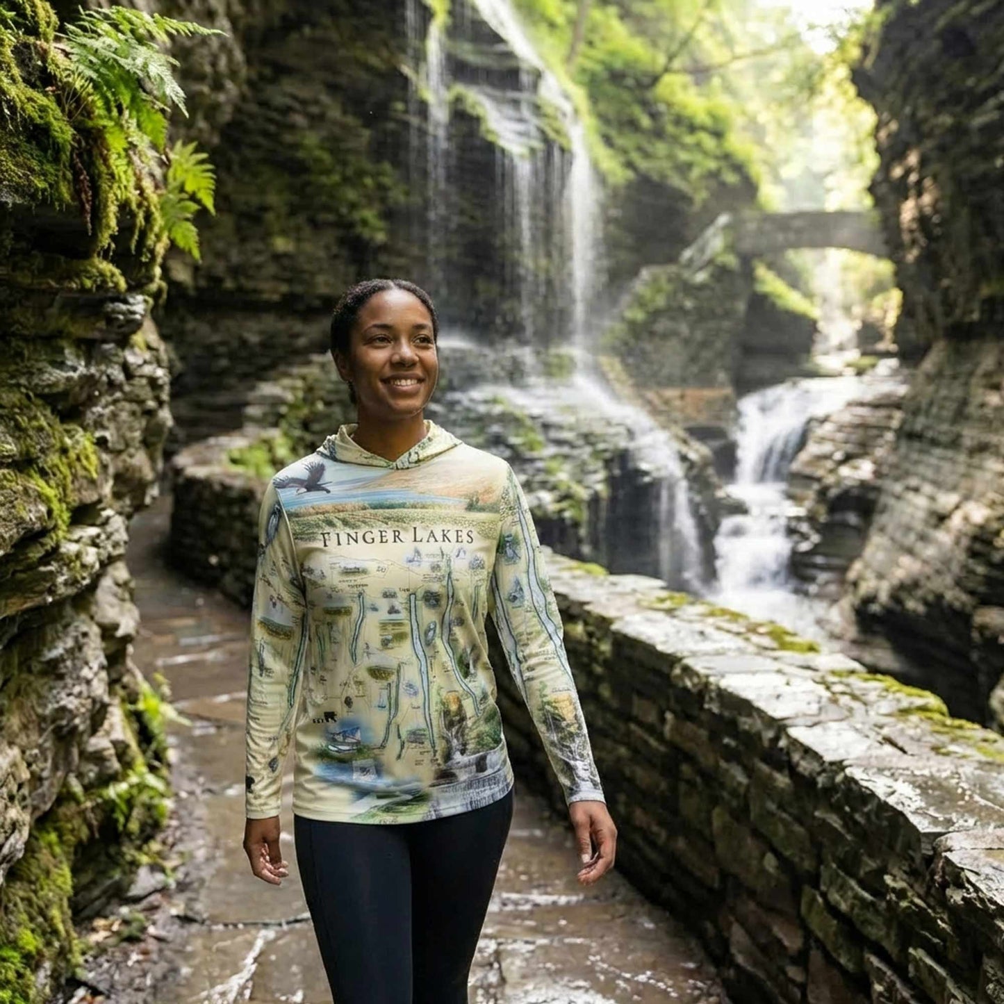 Finger Lakes Map UltraLight Sunshirt Hoodie – UPF 50+