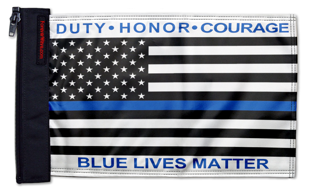 Blue Lives Matter 12"x18" Forever Wave Flag for Jeep Wrangler JKU 4-Door 2007-2018