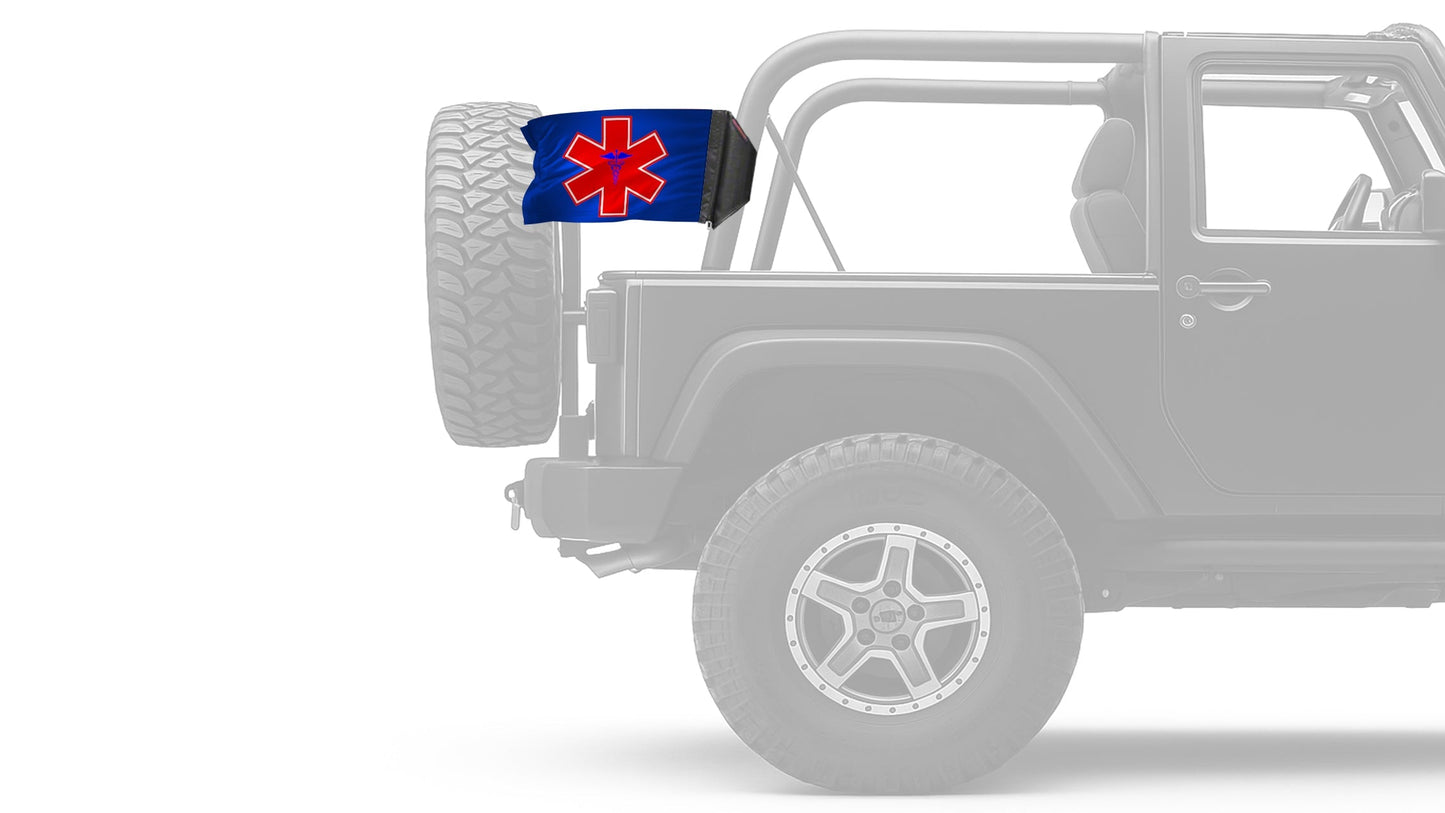 Medical 12"x18" Forever Wave Flag for Jeep Wrangler JKU 4-Door 2007-2018