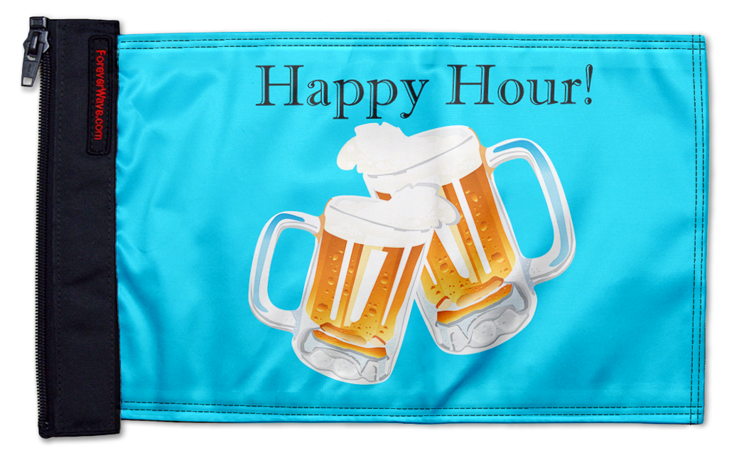 Happy Hour Beers 12"x18" Forever Wave Flag for Jeep Wrangler JKU 4-Door 2007-2018