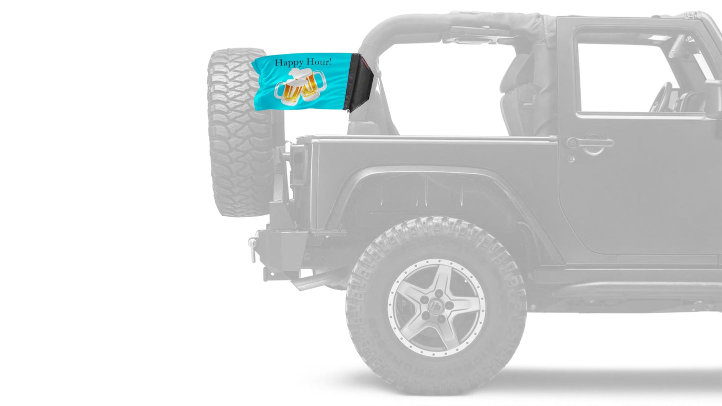 Happy Hour Beers 12"x18" Forever Wave Flag for Jeep Wrangler YJ 1986-1995