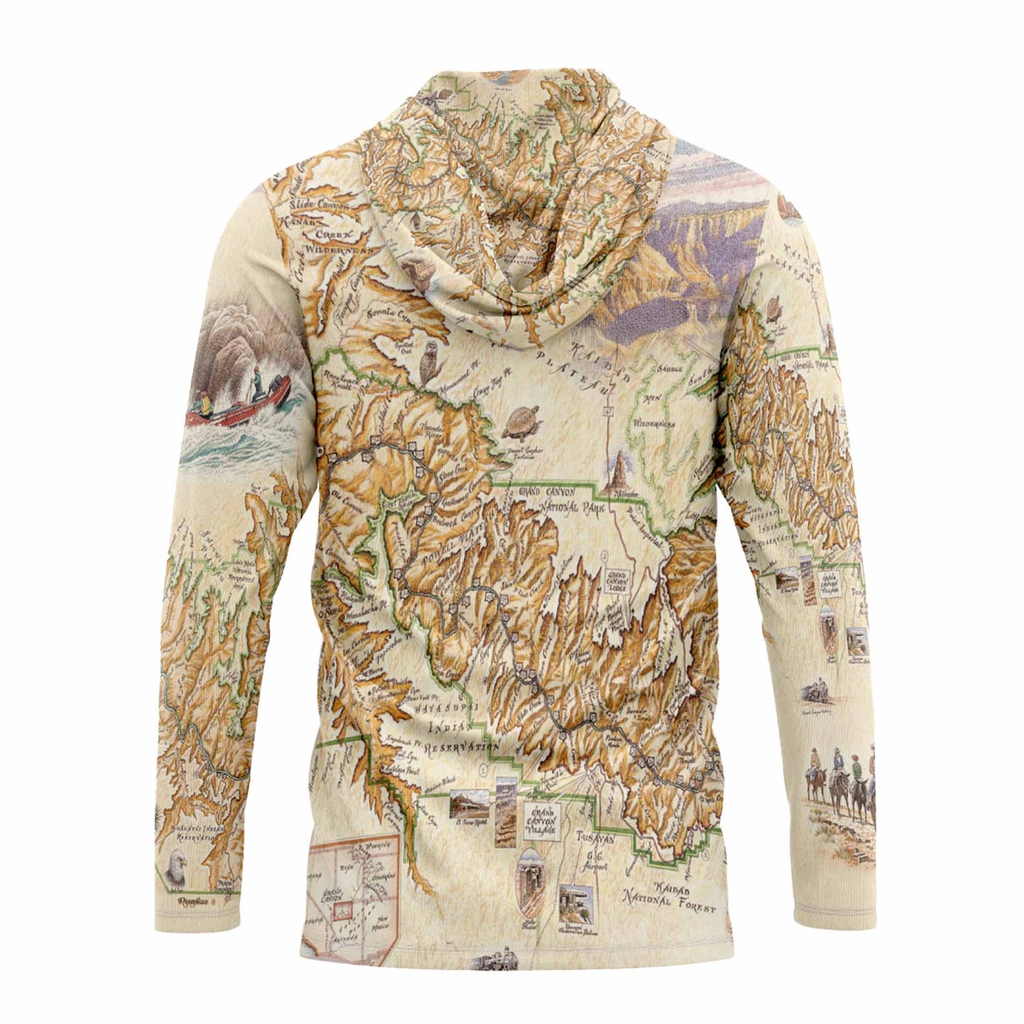 Grand Canyon National Park Map UltraLight Sunshirt Hoodie – UPF 50+