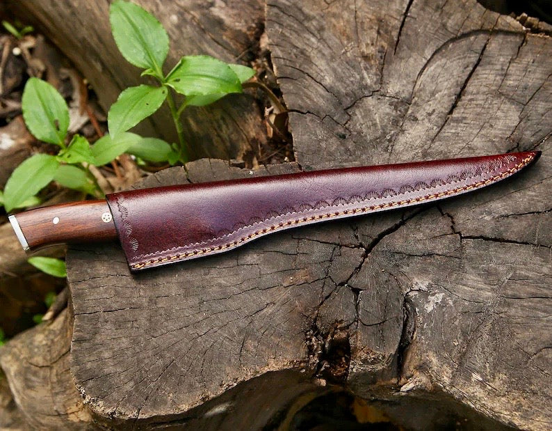 Premium Custom Handmade Damascus Steel Fillet Knife – 13” Rosewood Handle