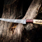 Custom Handmade Filleting Knife for Fish – 13" Damascus Steel Blade with Camel Bone & Rosewood Handle