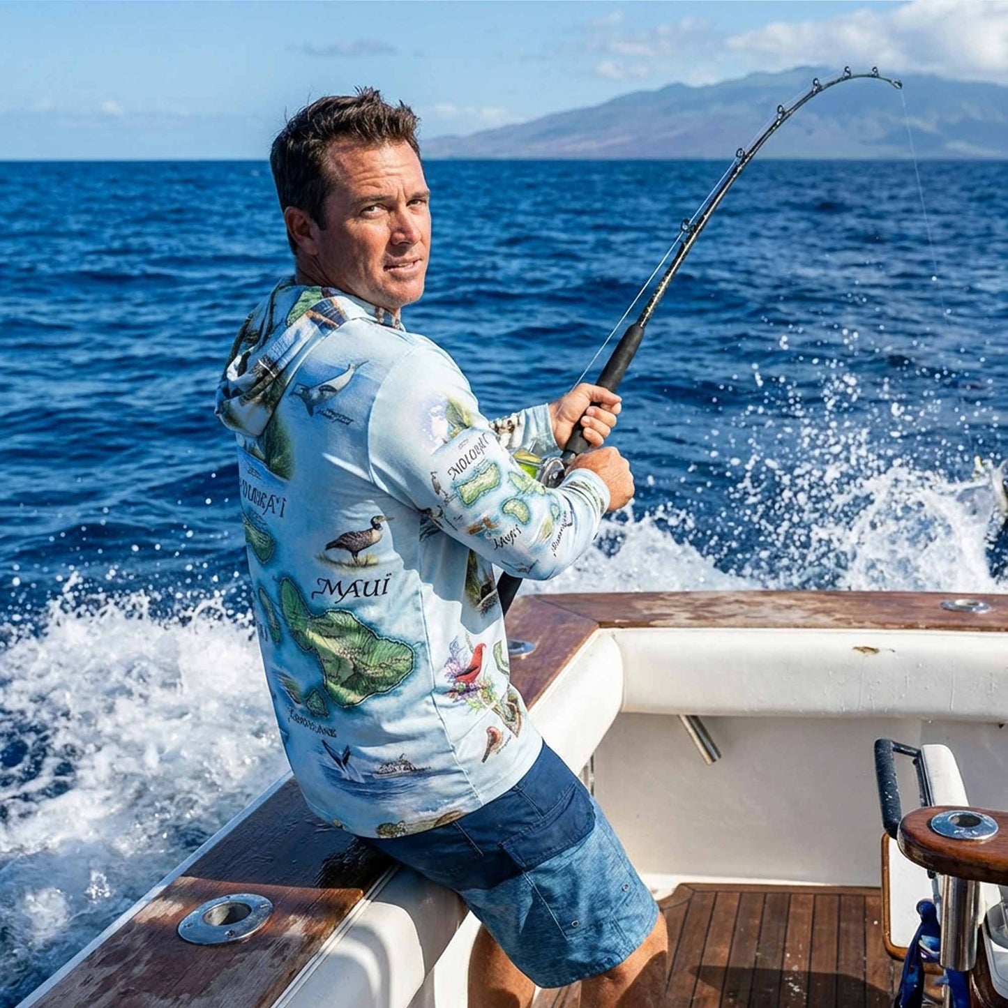 Hawai‘i Islands Map UltraLight Sunshirt Hoodie – UPF 50+