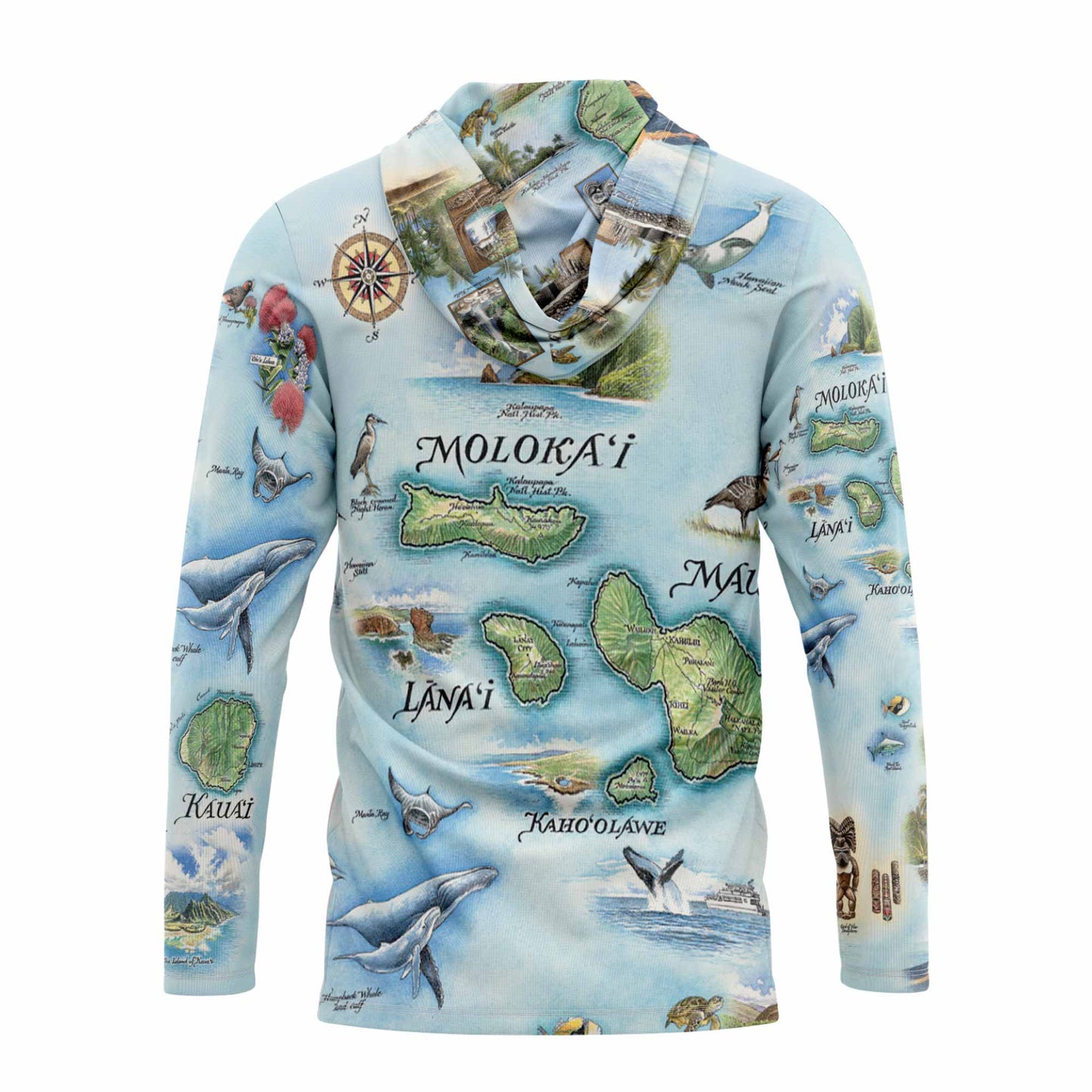 Hawai‘i Islands Map UltraLight Sunshirt Hoodie – UPF 50+