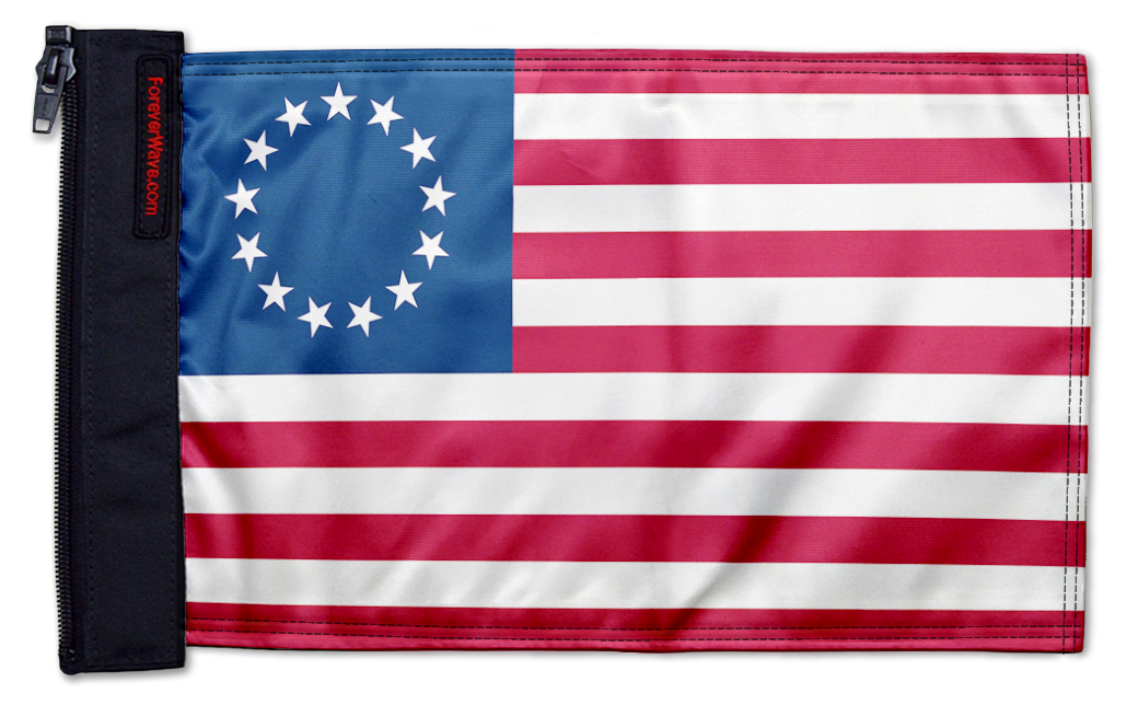 Betsy Ross 12"x18" Forever Wave Flag for Jeep Wrangler JKU 4-Door 2007-2018