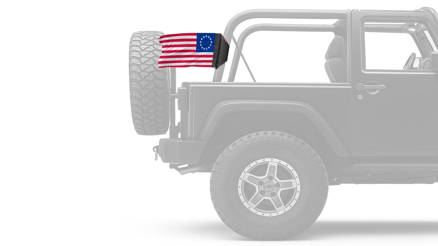 Betsy Ross 12"x18" Forever Wave Flag for Jeep Wrangler CJ-7 and CJ-8 1976-1986
