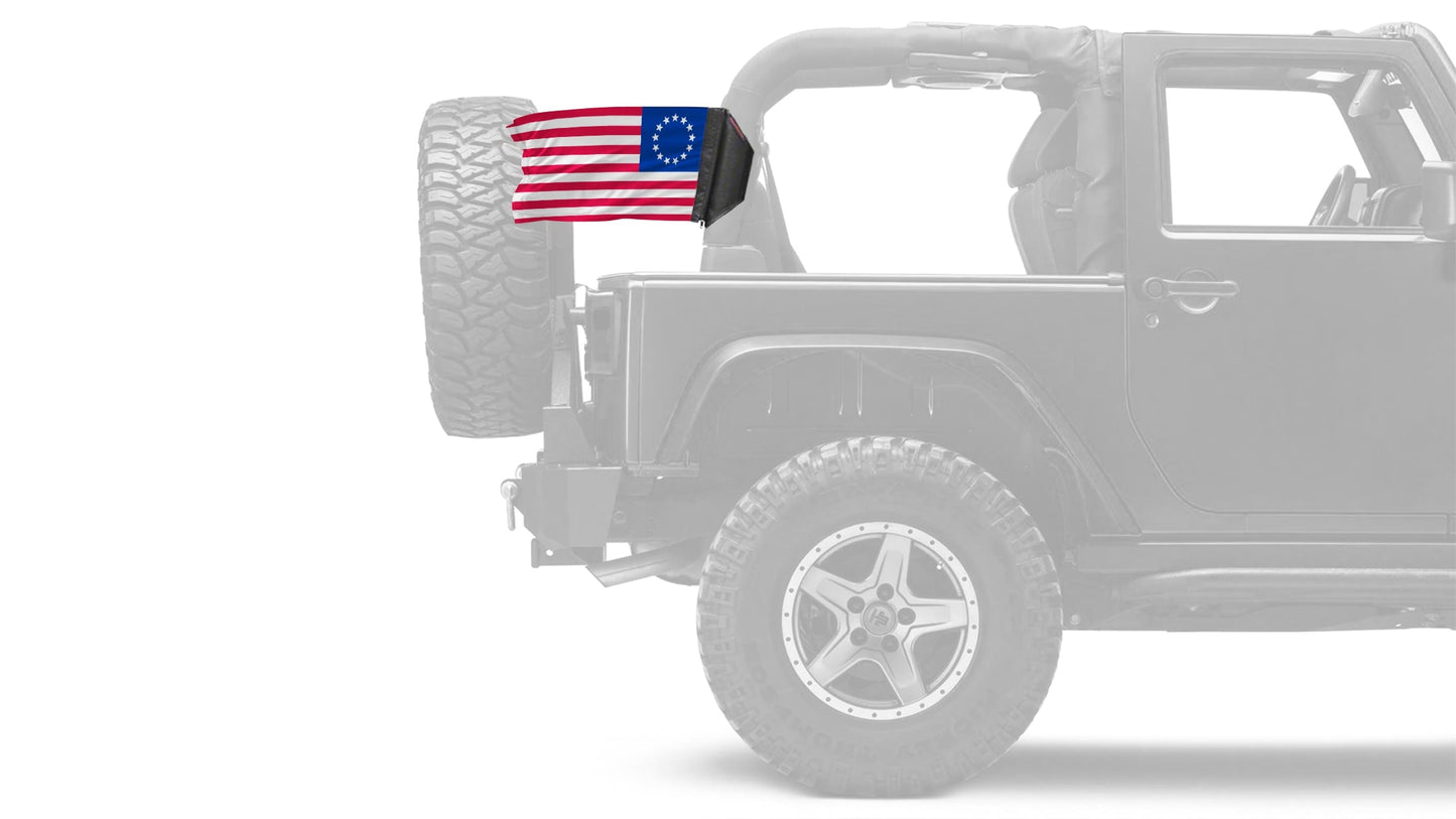 Betsy Ross 12"x18" Forever Wave Flag for Jeep Wrangler TJ 1996-2006