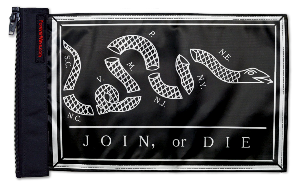 Franklin Join or Die 12"x18" Forever Wave Flag for Golf Carts