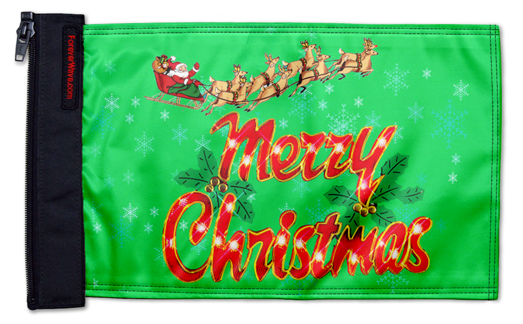 Merry Christmas 12"x18" Forever Wave Flag for Golf Carts