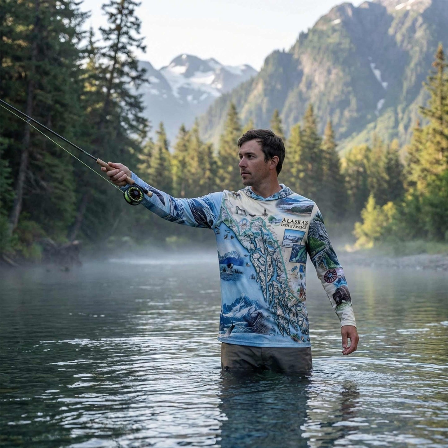 Inside Passage Map UltraLight Sunshirt Hoodie – UPF 50+