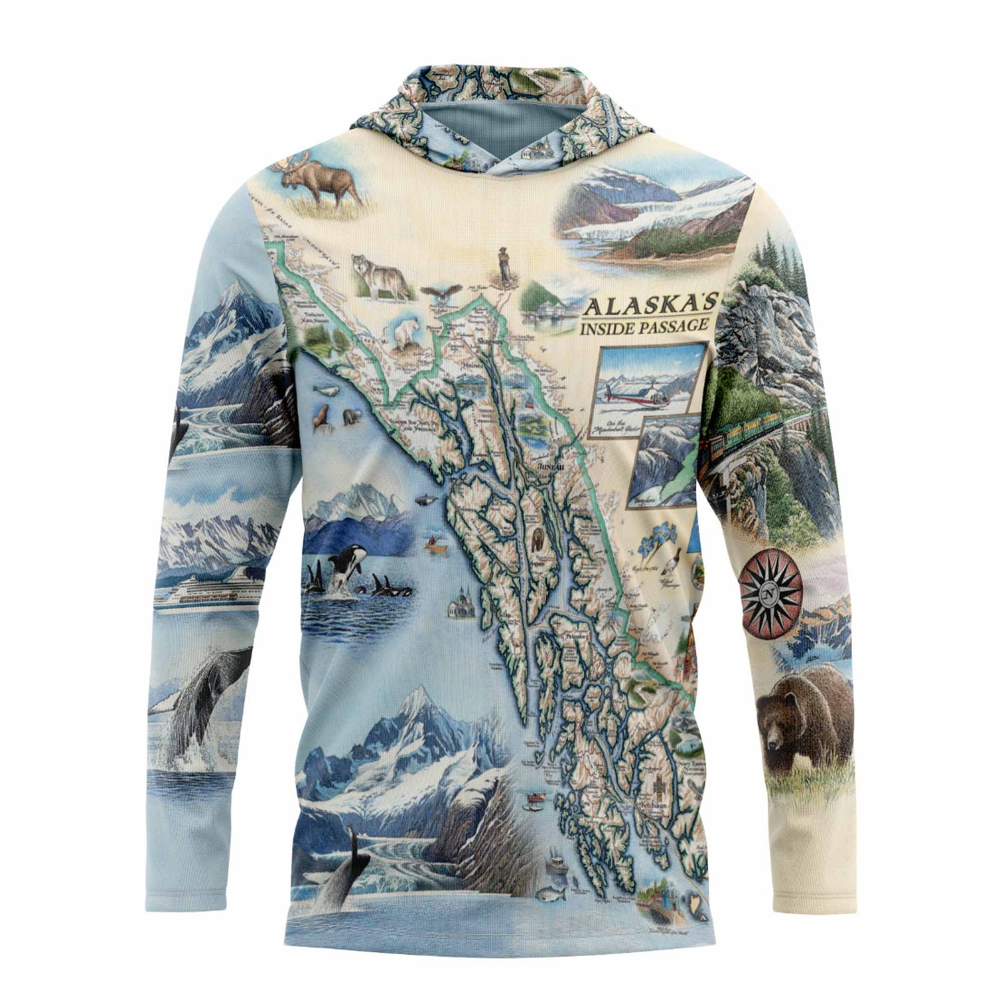 Inside Passage Map UltraLight Sunshirt Hoodie – UPF 50+