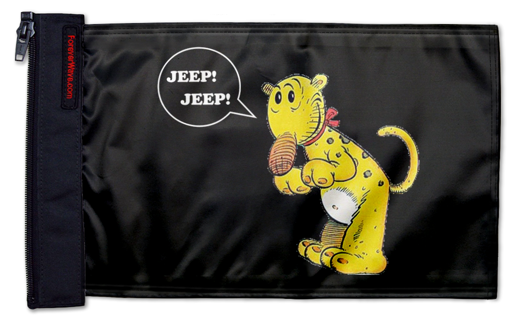 Eugene The Jeep 12"x18" Forever Wave Flag for Boats