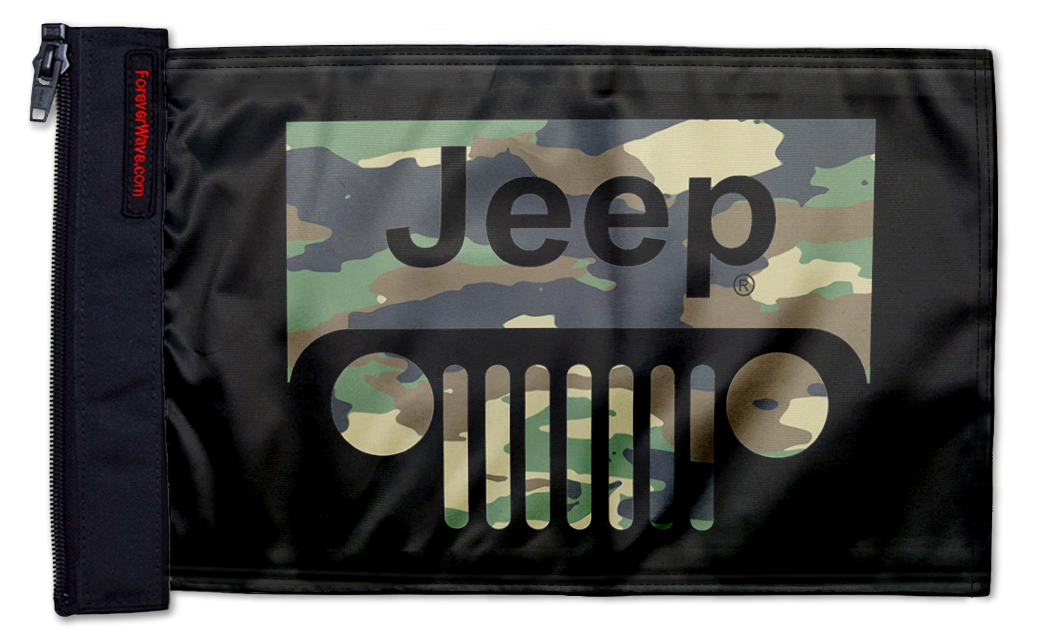 Jeep Grill 12"x18" Forever Wave Flag for Jeep Wrangler LJ 2003-2006