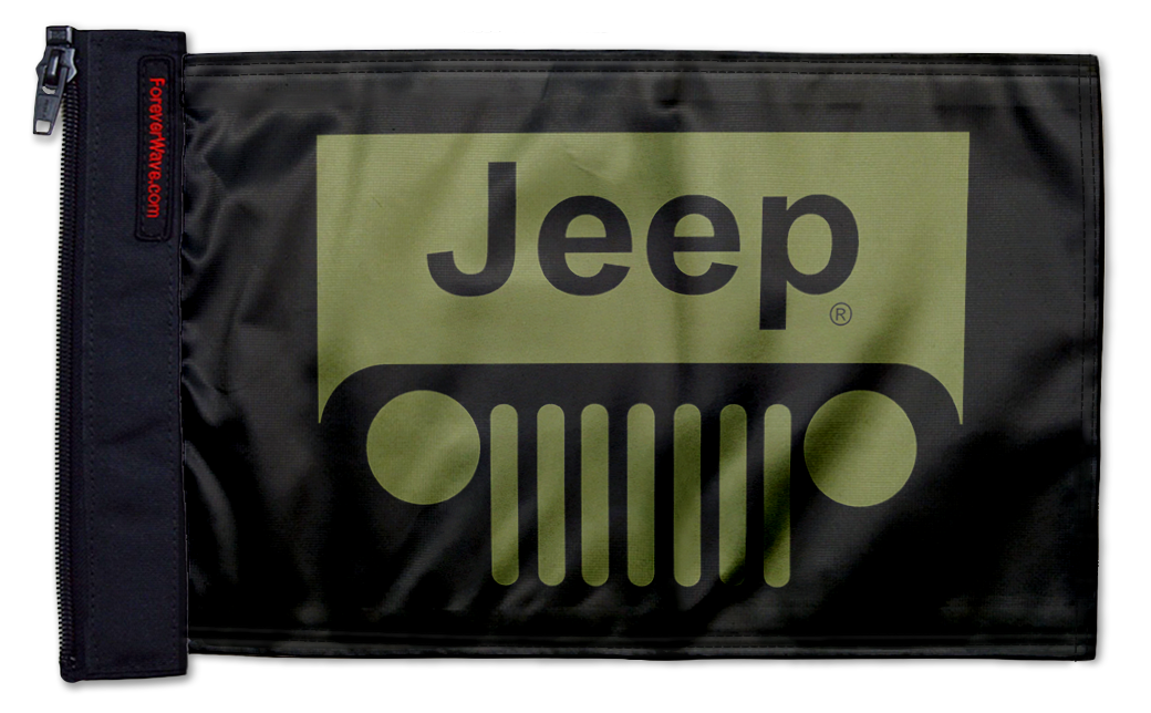 Jeep Grill 12"x18" Forever Wave Flag for Golf Carts