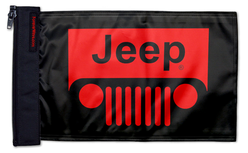Jeep Grill 12"x18" Forever Wave Flag for Golf Carts