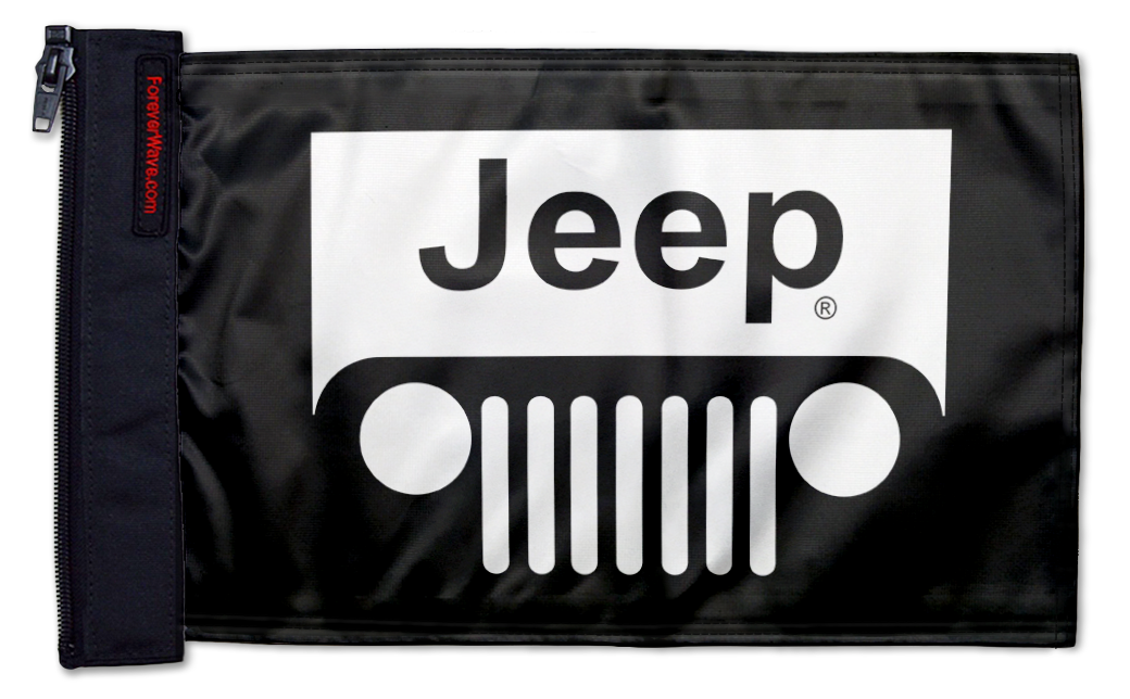 Jeep Grill 12"x18" Forever Wave Flag for Golf Carts