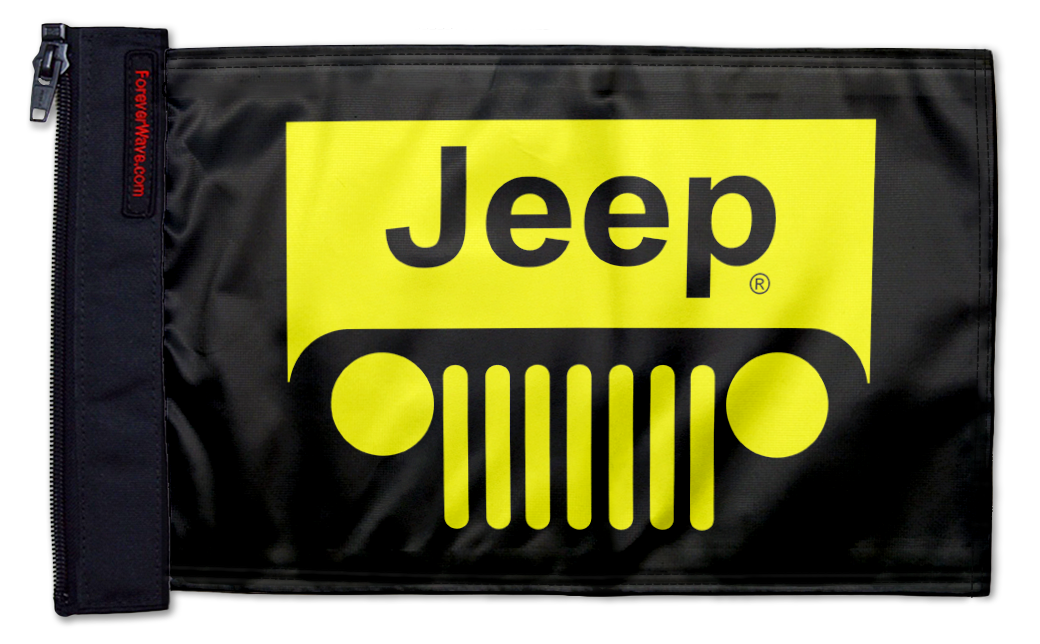 Jeep Grill 12"x18" Forever Wave Flag for Golf Carts