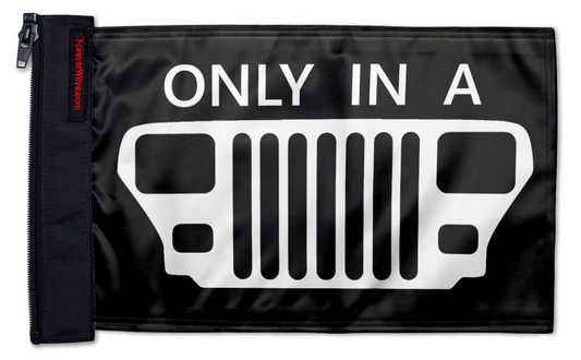 Only In A YJ 12"x18" Forever Wave Flag for Jeep Wrangler YJ 1986-1995