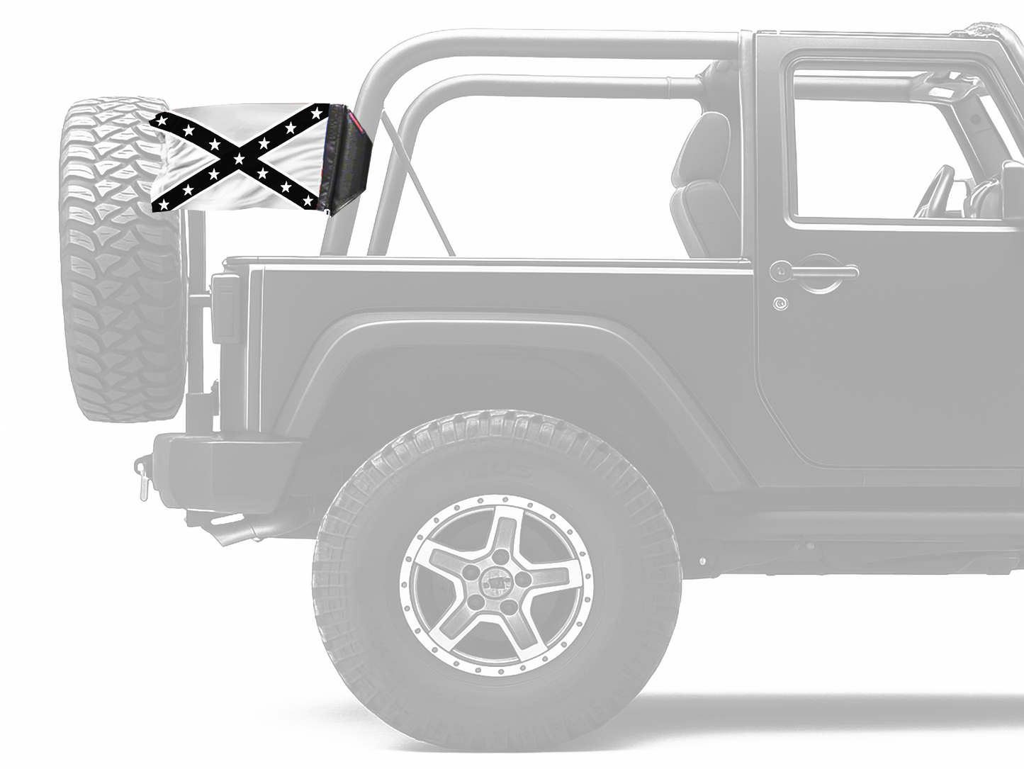Confederate Subdued 12"x18" Forever Wave Flag for Jeep Wrangler JK 2-Door 2007-2018