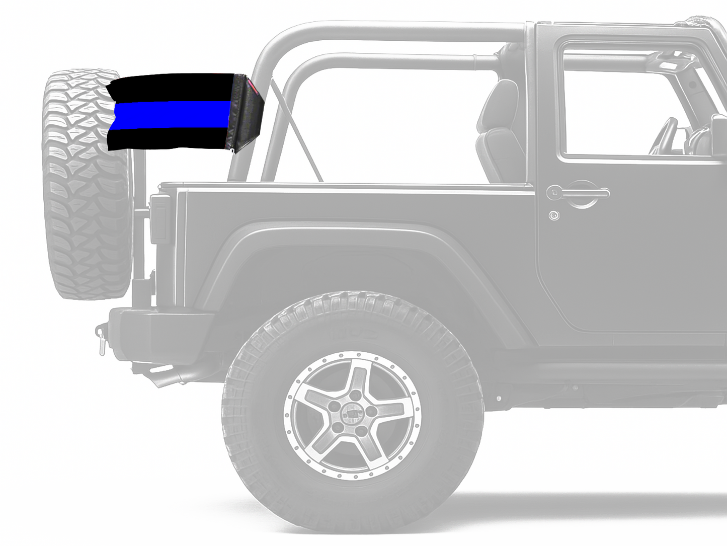 Thin Blue Line 12"x18" Forever Wave Flag for Jeep Wrangler JK 2-Door 2007-2018