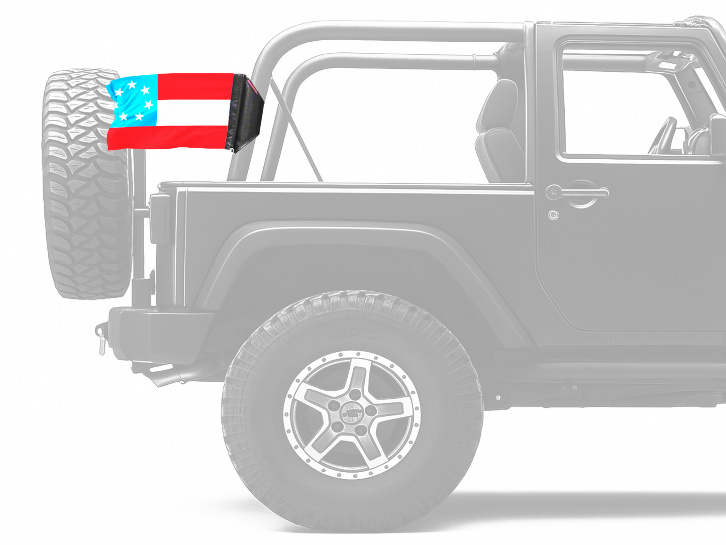 1st Confederate 7 Star 12"x18" Forever Wave Flag for Jeep Wrangler JK 2-Door 2007-2018