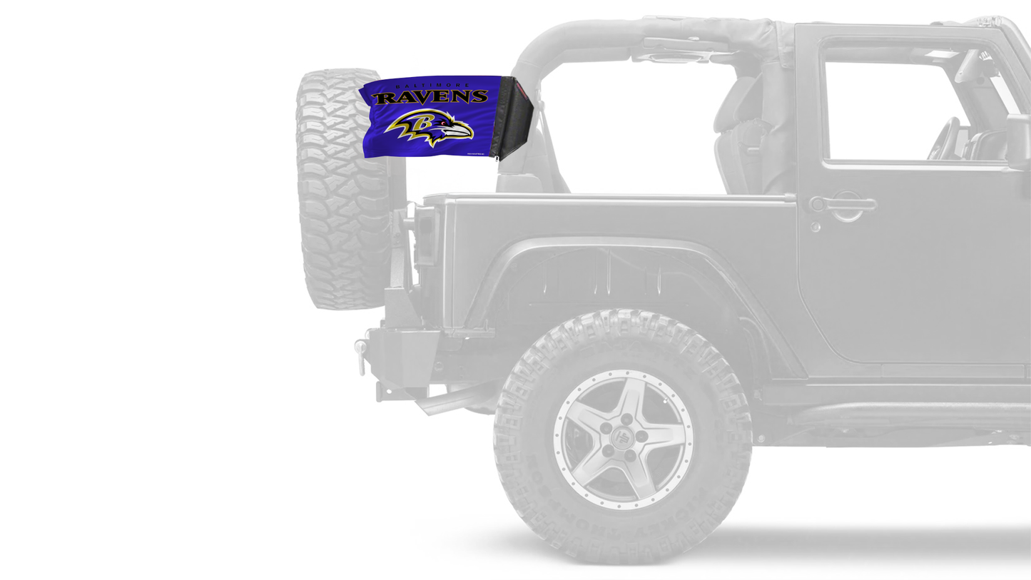 Baltimore Ravens 11"x17" Forever Wave Flag for Jeep Wrangler JLU 4-Door 2018-Present