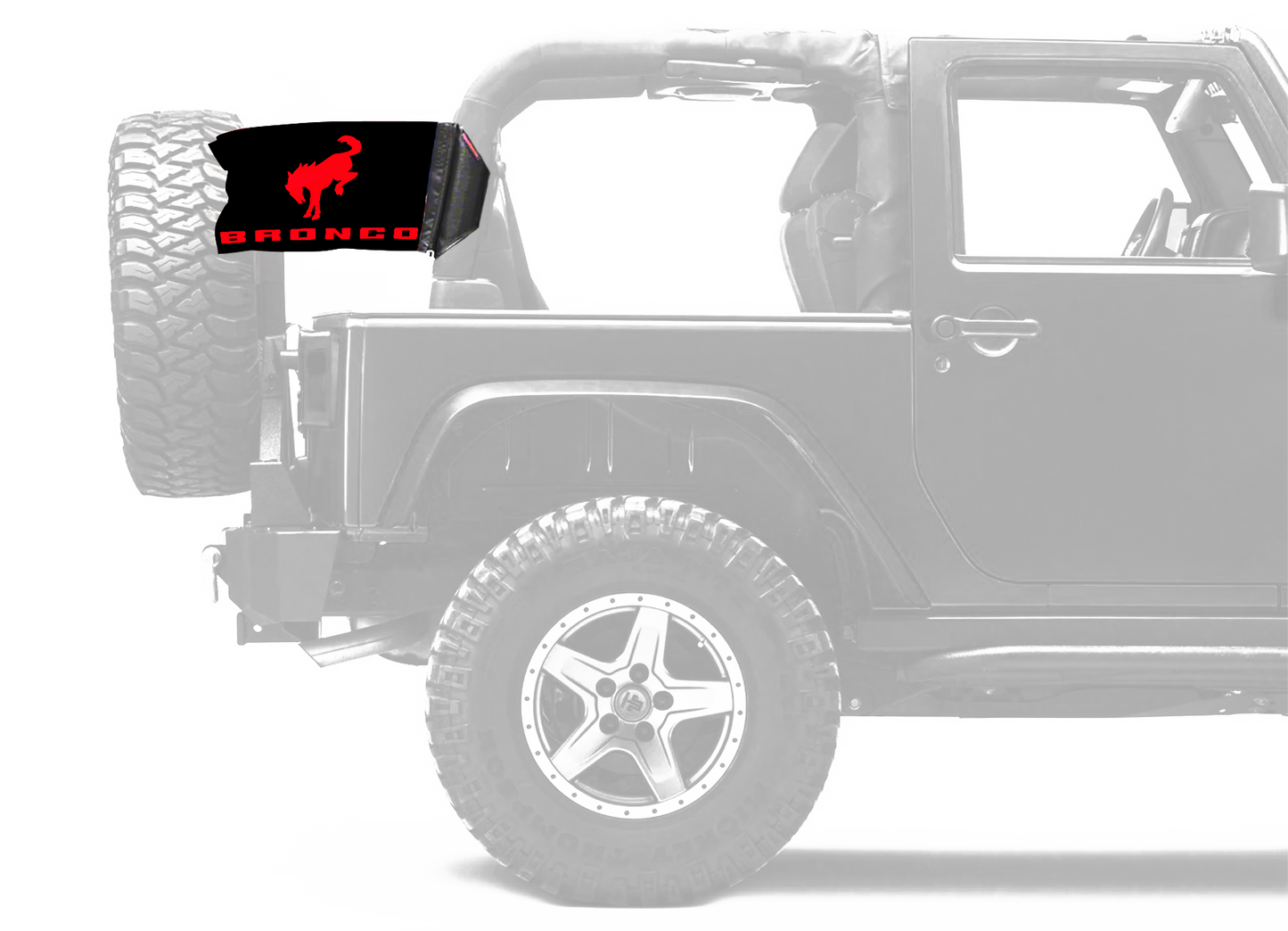 Bucking Bronco 12"x18" Forever Wave Flag for Jeep Wrangler JK 2-Door 2007-2018