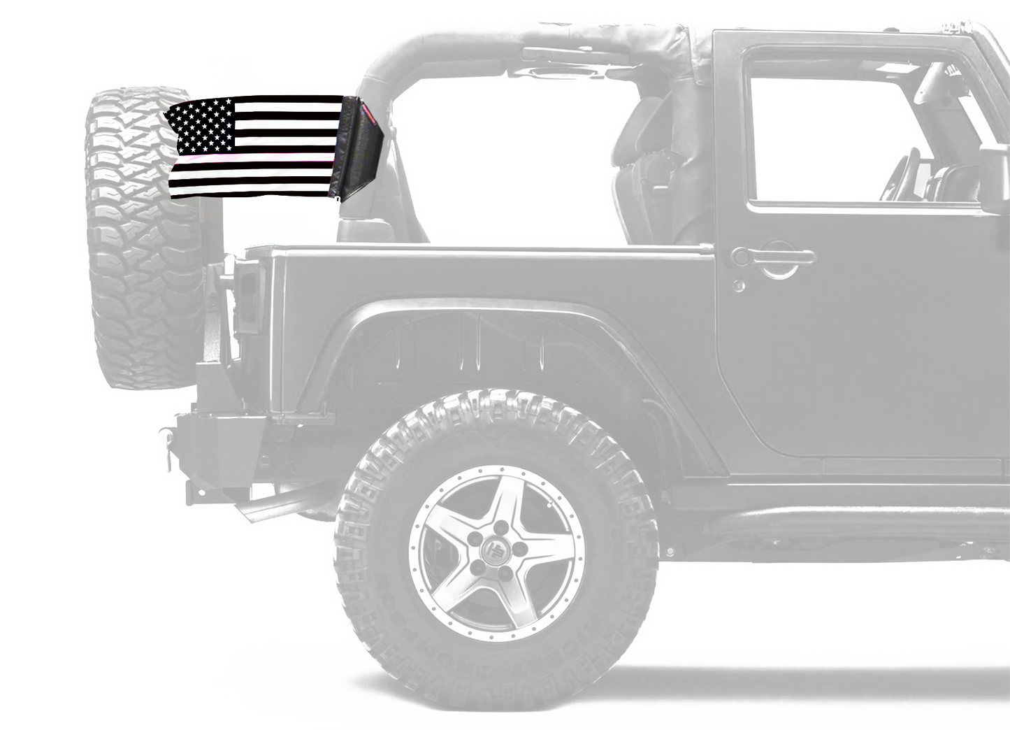 USA Subdued Thin Pink Line 12"x18" Forever Wave Flag for Jeep Wrangler JLU 4-Door 2018-Present