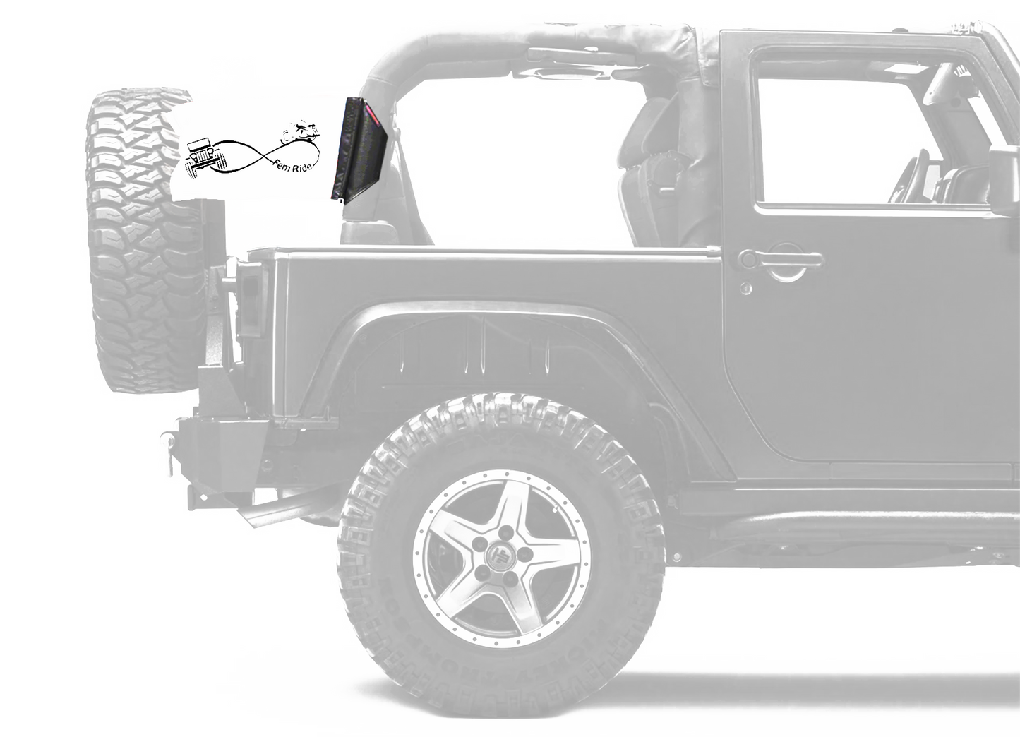 Fem Ride 12"x18" Forever Wave Flag for Jeep Wrangler JK 2-Door 2007-2018