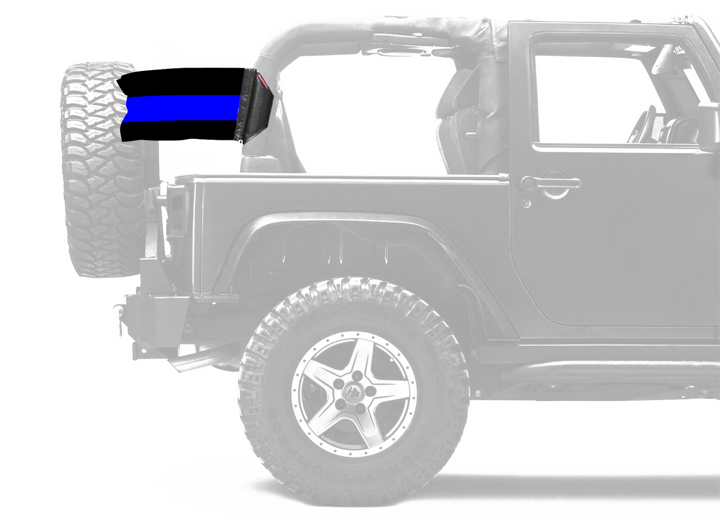 Thin Blue Line 12"x18" Forever Wave Flag for Jeep Wrangler TJ 1996-2006