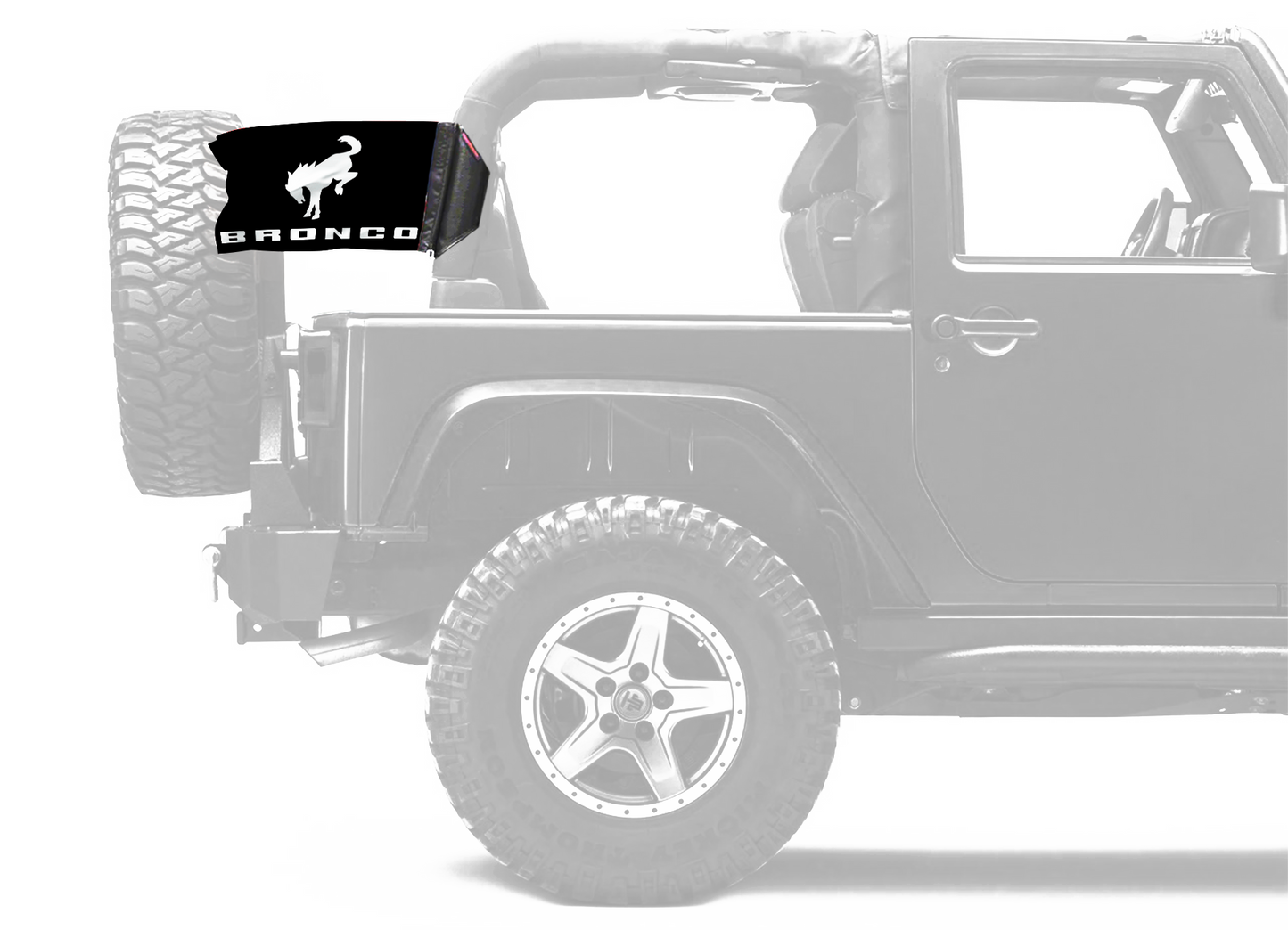 Bucking Bronco 12"x18" Forever Wave Flag for Jeep Wrangler JLU 4-Door 2018-Present